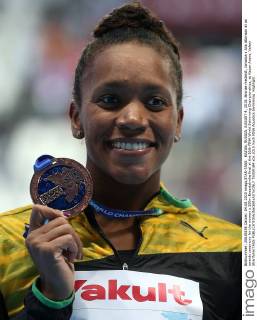 KAZAN, RUSSIA. AUGUST 4, 2015. Bronze medalist, Jamaica s Alia Atkinson at an awards ceremony for the women s 100m Breaststroke final at the 16th FINA World Swimming Championships, at Kazan Arena. Valery Sharifulin TASS  TS009184