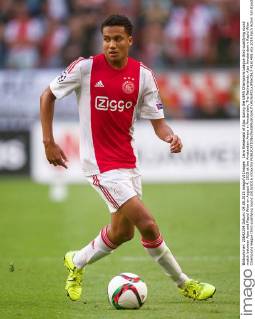 Jairo Riedewald of Ajax during the UEFA Champions League third qualifying round match between Ajax and Rapid Wien on August 4, 2015 at the Amsterdam Arena in Amsterdam, The Netherlands. Ajax Amsterdam v Rapid Wien Champions league third qualifying round 2015 2016 xVIxxIVx 4161485