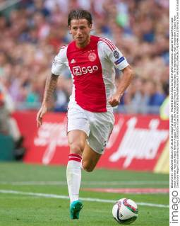 Mitchell Dijks of Ajax during the UEFA Champions League third qualifying round match between Ajax and Rapid Wien on August 4, 2015 at the Amsterdam Arena in Amsterdam, The Netherlands. Ajax Amsterdam v Rapid Wien Champions league third qualifying round 2015 2016 xVIxxIVx 4161486
