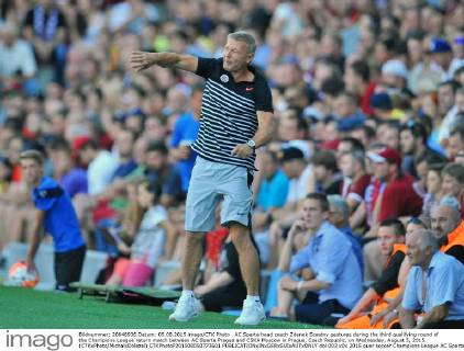 AC Sparta head coach Zdenek Scastny gestures during the third qualifying round of the Champions League return match between AC Sparta Prague and CSKA Moscow in Prague, Czech Republic, on Wednesday, August 5, 2015. (CTKxPhoto MichalxDolezal) CTKPhotoP201508050773601  dol 003
