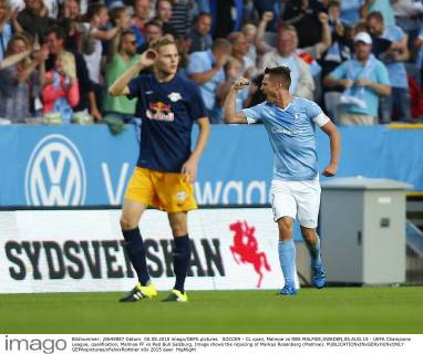 SOCCER - CL quali, Malmoe vs RBS MALMOE,SWEDEN,05.AUG.15 - UEFA Champions League, qualification, Malmoe FF vs Red Bull Salzburg. Image shows the rejoicing of Markus Rosenberg (Malmoe). GEPAxpictures xFelixxRoittner
