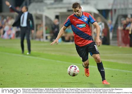 Jan Kovarik of Plzen in action during the third qualifying round of the Champions League return match between FC Viktoria Plzen and Maccabi Tel Aviv FC in Pilsen, Czech Republic, on Wednesday, August 5, 2015. (CTKxPhoto StanislavxKolarik) CTKPhotoF201508051024301 