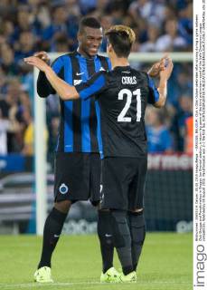 - BRUGGE, BELGIUM: Club s Obbi Oulare celebrates after scoring during a game between Club Brugge and Panathinaikos in Brugge Jan Breydel stadium, a return leg game of the third preliminary round of the Uefa Champions League competition, Wednesday 05 August 2015. Panathinaikos won 2-1 the first leg. KURTxDESPLENTER  x04676406x