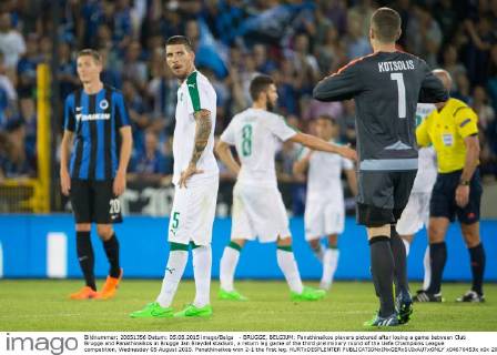 - BRUGGE, BELGIUM: Panathinaikos players pictured after losing a game between Club Brugge and Panathinaikos in Brugge Jan Breydel stadium, a return leg game of the third preliminary round of the Uefa Champions League competition, Wednesday 05 August 2015. Panathinaikos won 2-1 the first leg. KURTxDESPLENTER  x04676453x