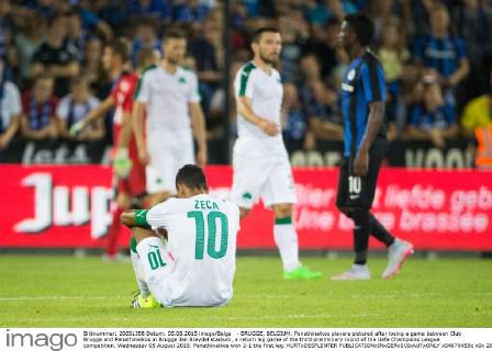 - BRUGGE, BELGIUM: Panathinaikos players pictured after losing a game between Club Brugge and Panathinaikos in Brugge Jan Breydel stadium, a return leg game of the third preliminary round of the Uefa Champions League competition, Wednesday 05 August 2015. Panathinaikos won 2-1 the first leg. KURTxDESPLENTER  x04676455x