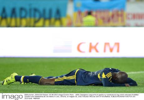 UEFA Champions League third qualifying round second leg match between Shakhtar Donetsk and Fenerbahce at Lviv Arena in Lviv, Ukraine, on August 05, 2015 Pictured: Moussa Sow of Fenerbahce. 