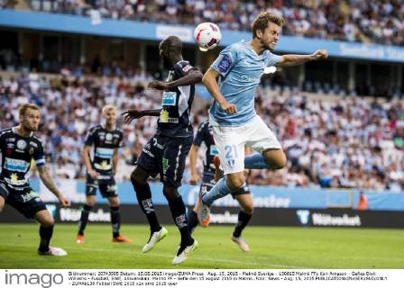 Aug. 15, 2015 - Malmö Sverige - 150815 Malmö FFs Kari Arnason - Gefles Dioh Williams - Fussball, SWE, Allsvenskan: Malmö FF - Gefle den 15 august 2015 in Malmö..Foto: News - Aug. 15, 2015 - ZUMAb138
