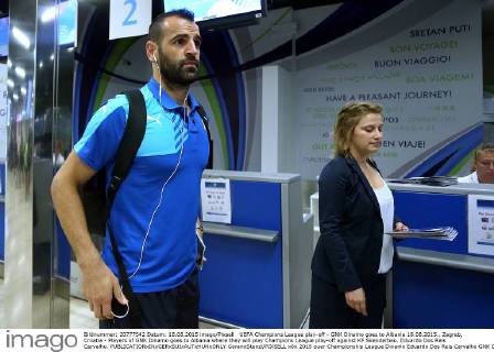 UEFA Champions League play-off - GNK Dinamo goes to Albania 18.08.2015., Zagreb, Croatia - Players of GNK Dinamo goes to Albania where they will play Champions League play-off against KF Skenderbeu. Eduardo Dos Reis Carvalho.  GoranxStanzl PIXSELL