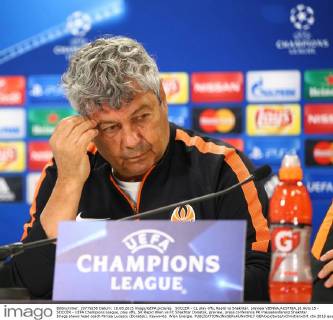SOCCER - CL play offs, Rapid vs Shakhtar, preview VIENNA,AUSTRIA,18.AUG.15 - SOCCER - UEFA Champions League, play offs, SK Rapid Wien vs FC Shakhtar Donetsk, preview, press conference PK Pressekonferenz Shakhtar. Image shows head coach Mircea Lucescu (Donetsk). Keywords: Wien Energie. GEPAxpictures xChristianxOrt