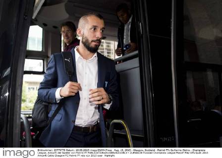 Aug. 18, 2015 - Glasgow, Scotland - Malmö FFs Guillermo Molins - Champions League, Ankunft der Spieler von Malmö FF  - ZUMAb138