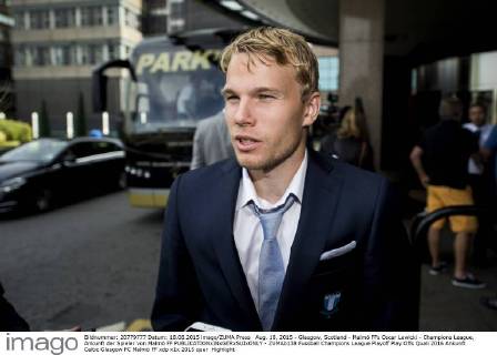Aug. 18, 2015 - Glasgow, Scotland - Malmö FFs Oscar Lewicki - Champions League, Ankunft der Spieler von Malmö FF - ZUMAb138