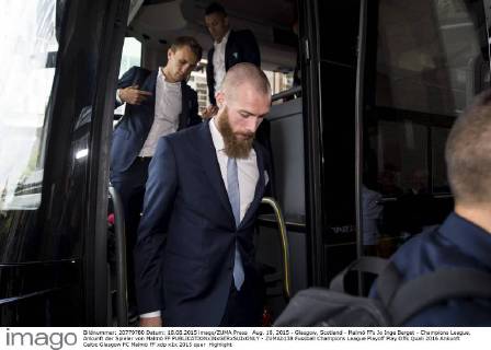 Aug. 18, 2015 - Glasgow, Scotland - Malmö FFs Jo Inge Berget - Champions League, Ankunft der Spieler von Malmö FF  - ZUMAb138