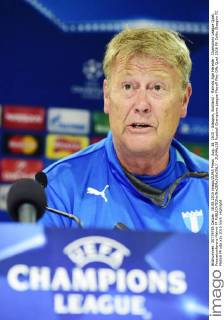 Aug. 18, 2015 - Glasgow, Scotland - Malmös Age Hareide - Champions League Quali, Pressekonferenz Malmö FF  - ZUMAb138