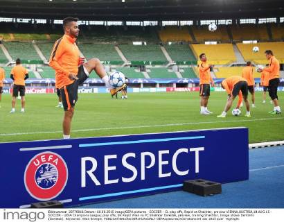 SOCCER - CL play offs, Rapid vs Shakhtar, preview VIENNA,AUSTRIA,18.AUG.15 - SOCCER - UEFA Champions League, play offs, SK Rapid Wien vs FC Shakhtar Donetsk, preview, training Shakhtar. Image shows Dentinho (Donetsk). Keywords: Wien Energie. GEPAxpictures xChristianxOrt