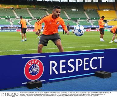 SOCCER - CL play offs, Rapid vs Shakhtar, preview VIENNA,AUSTRIA,18.AUG.15 - SOCCER - UEFA Champions League, play offs, SK Rapid Wien vs FC Shakhtar Donetsk, preview, training Shakhtar. Image shows Dentinho (Donetsk). Keywords: Wien Energie. GEPAxpictures xChristianxOrt
