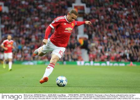 - MANCHESTER, UNITED KINGDOM: Manchester s Wayne Rooney pictured in action during a soccer game between British club Manchester United ManU FC and Belgian team Club Brugge KV in Manchester, United Kingdom, Tuesday 18 August 2015, the first leg of the play-offs for the UEFA Champions League competition. BRUNOxFAHY  x04682700x