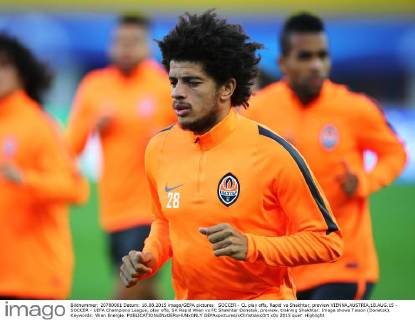 SOCCER - CL play offs, Rapid vs Shakhtar, preview VIENNA,AUSTRIA,18.AUG.15 - SOCCER - UEFA Champions League, play offs, SK Rapid Wien vs FC Shakhtar Donetsk, preview, training Shakhtar. Image shows Taison (Donetsk). Keywords: Wien Energie. GEPAxpictures xChristianxOrt