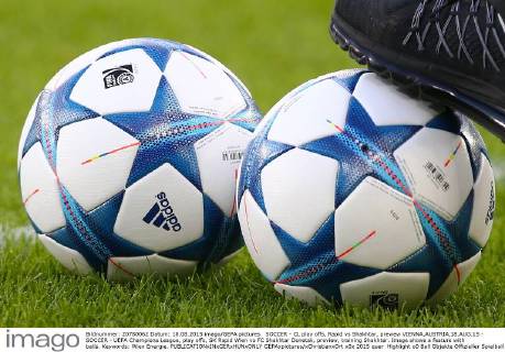 SOCCER - CL play offs, Rapid vs Shakhtar, preview VIENNA,AUSTRIA,18.AUG.15 - SOCCER - UEFA Champions League, play offs, SK Rapid Wien vs FC Shakhtar Donetsk, preview, training Shakhtar. Image shows a feature with balls. Keywords: Wien Energie. GEPAxpictures xChristianxOrt