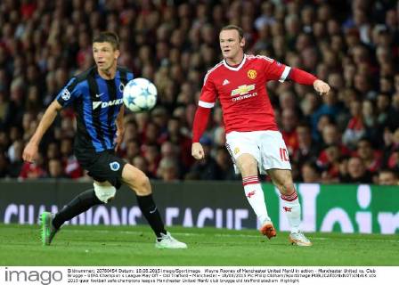Wayne Rooney of Manchester United ManU in action - Manchester United vs. Club Brugge - UEFA Champion s League Play Off - Old Trafford - Manchester - 18 08 2015 Pic Philip Oldham SportImage EDITORIAL USE ONLY. No use with unauthorised audio, video, data, fixture lists, club league logos or live services. Online in-match use limited to 120 images, no video emulation. No use in betting, games or single club league player publications.