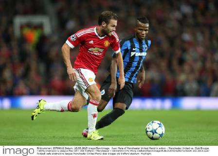 Juan Mata of Manchester United ManU in action - Manchester United vs. Club Brugge - UEFA Champion s League Play Off - Old Trafford - Manchester - 18 08 2015 Pic Philip Oldham SportImage EDITORIAL USE ONLY. No use with unauthorised audio, video, data, fixture lists, club league logos or live services. Online in-match use limited to 120 images, no video emulation. No use in betting, games or single club league player publications.