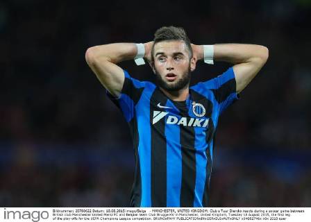 - MANCHESTER, UNITED KINGDOM: Club s Tuur Dierckx reacts during a soccer game between British club Manchester United ManU FC and Belgian team Club Brugge KV in Manchester, United Kingdom, Tuesday 18 August 2015, the first leg of the play-offs for the UEFA Champions League competition. BRUNOxFAHY x04682746x