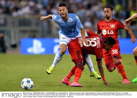 Felipe Anderson Lazio, Wendell Bayer. Roma 18-08-2015 Stadio Olimpico, Football Calcio 2015 2016 Champions League Preliminary Lazio Rom vs. Bayer 04 Leverkusen AntoxBaldassarre