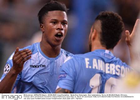 Balde Diao Keita Lazio. Goal celebrations. Roma 18-08-2015 Stadio Olimpico, Football Calcio 2015 2016 Champions League Preliminary Lazio Rom vs. Bayer 04 Leverkusen AntoxBaldassarre