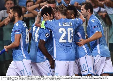 Keita BALDE Diao Lazio Goal celebration Roma 18-08-2015 Stadio Olimpico, Football Calcio 2015 2016 Champions League Preliminary Lazio Rom vs. Bayer 04 Leverkusen andreaxstaccioli