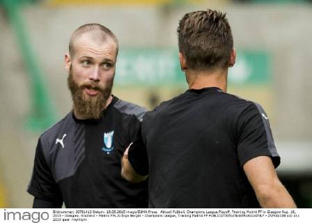 Aktuell Fußball, Champions League Playoff, Training Malmö FF in Glasgow Aug. 18, 2015 - Glasgow, Scotland - Malmö FFs Jo Inge Berget - Champions League, Training Malmö FF  - ZUMAb138