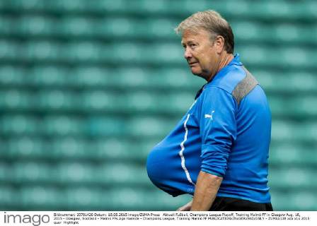 Aktuell Fußball, Champions League Playoff, Training Malmö FF in Glasgow Aug. 18, 2015 - Glasgow, Scotland - Malmö FFs Age Hareide - Champions League, Training Malmö FF  - ZUMAb138