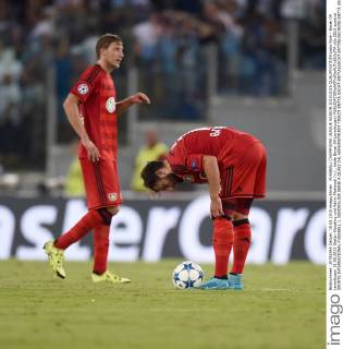 FUSSBALL CHAMPIONS LEAGUE SAISON 2015 2016 QUALIFIKATION Lazio Rom - Bayer 04 Leverkusen 18.08.2015 Stefan Kiessling und Admir Mehmedi (v.l., beide Bayer 04 Leverkusen) 