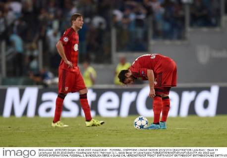 FUSSBALL CHAMPIONS LEAGUE SAISON 2015 2016 QUALIFIKATION Lazio Rom - Bayer 04 Leverkusen 18.08.2015 Stefan Kiessling und Admir Mehmedi (v.l., beide Bayer 04 Leverkusen) 
