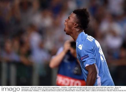 FUSSBALL CHAMPIONS LEAGUE SAISON 2015 2016 QUALIFIKATION Lazio Rom - Bayer 04 Leverkusen 18.08.2015 Balde Diao Keita (Lazio Rom) bejubelt seinen Treffer zum 1:0 