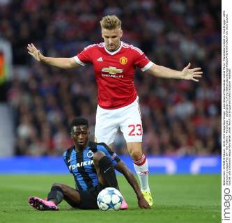 Luke Shaw of Manchester United ManU - Manchester United vs. Club Brugge - UEFA Champion s League Play Off - Old Trafford - Manchester - 18 08 2015 Pic Philip Oldham SportImage EDITORIAL USE ONLY. No use with unauthorised audio, video, data, fixture lists, club league logos or live services. Online in-match use limited to 120 images, no video emulation. No use in betting, games or single club league player publications.