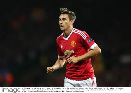 Matteo Darmian of Manchester United ManU - Manchester United vs. Club Brugge - UEFA Champion s League Play Off - Old Trafford - Manchester - 18 08 2015 Pic Philip Oldham SportImage EDITORIAL USE ONLY. No use with unauthorised audio, video, data, fixture lists, club league logos or live services. Online in-match use limited to 120 images, no video emulation. No use in betting, games or single club league player publications.