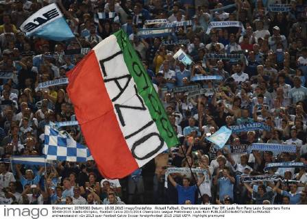 Aktuell Fußball, Champions League Play Off, Lazio Rom Fans Lazio Supporters Roma 18-08-2015 Stadio Olimpico, Football Calcio 2015 2016 Champions League Preliminary Lazio Rom andreaxstaccioli