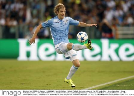 Aktuell Fußball, Champions League Play Off, Lazio Rom - Bayer Leverkusen Dusan Basta Lazio Roma 18-08-2015 Stadio Olimpico, Football Calcio 2015 2016 Champions League Preliminary Lazio Rom vs. Bayer 04 Leverkusen Foto Sebastian Seglingen Insidefoto SebastianxSeglingen