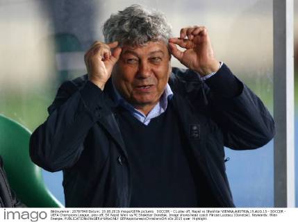 SOCCER - CL play off, Rapid vs Shakhtar VIENNA,AUSTRIA,19.AUG.15 - SOCCER - UEFA Champions League, play off, SK Rapid Wien vs FC Shakhtar Donetsk. Image shows head coach Mircea Lucescu (Donetsk). Keywords: Wien Energie. GEPAxpictures xChristianxOrt