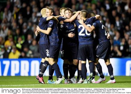 Aug. 19, 2015 - Glasgow, Skottland - 150819 Malmö FFs Jo Inge Berget jublar efter 2-1 under fotbollsmatchen mellan Celtic och Malmö FF i kvalet till Champions League den 19 augusti 2015 i Glasgow..Foto: News - Aug. 19, 2015 - ZUMAb138
