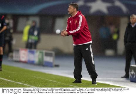 SOCCER - CL play off, Rapid vs Shakhtar VIENNA,AUSTRIA,19.AUG.15 - SOCCER - UEFA Champions League, play off, SK Rapid Wien vs FC Shakhtar Donetsk. Image shows head coach Zoran Barisic (Rapid). Keywords: Wien Energie. GEPAxpictures xPhilippxBrem