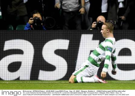 Aug. 19, 2015 - Glasgow, Skottland - 150819 Celtics Leigh Griffiths jublar efter 3-1 under fotbollsmatchen mellan Celtic och Malmö FF i kvalet till Champions League den 19 augusti 2015 i Glasgow..Foto: News - Aug. 19, 2015 - ZUMAb138