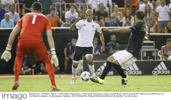First leg of Champions League playoff Quali match between FC Valencia and AS Monaco at the Mestalla stadium. In this picture, Feghouli. xAMPAROxSIMOx