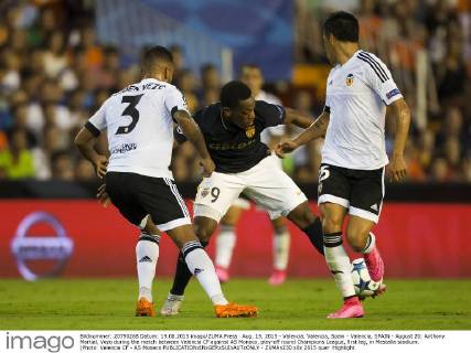 Aug. 19, 2015 - Valencia, Valencia, Spain - Valencia, SPAIN - August 20: Anthony Martial, Vezo during the match between Valencia CF against AS Monaco, play-off round Champions League, first leg, in Mestalla stadium. (Photo: Valencia CF - AS Monaco - ZUMAn230
