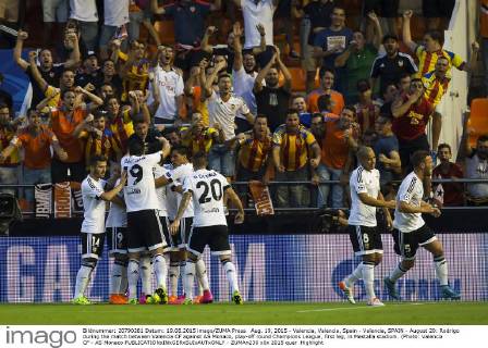 Aug. 19, 2015 - Valencia, Valencia, Spain - Valencia, SPAIN - August 20: Rodrigo during the match between Valencia CF against AS Monaco, play-off round Champions League, first leg, in Mestalla stadium. (Photo: Valencia CF - AS Monaco - ZUMAn230
