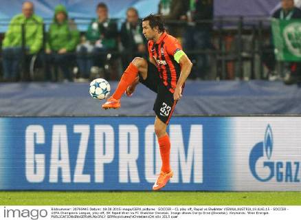 SOCCER - CL play off, Rapid vs Shakhtar VIENNA,AUSTRIA,19.AUG.15 - SOCCER - UEFA Champions League, play off, SK Rapid Wien vs FC Shakhtar Donetsk. Image shows Darijo Srna (Donetsk). Keywords: Wien Energie. GEPAxpictures xChristianxOrt