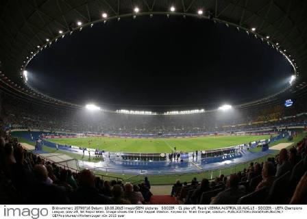 SOCCER - CL play off, Rapid VIENNA,AUSTRIA,19.AUG.15 - SOCCER - UEFA Champions League, play off, SK Rapid Wien. Image shows the Ernst Happel Stadion. Keywords: Wien Energie, stadium. GEPAxpictures xWalterxLuger