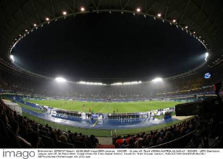 SOCCER - CL play off, Rapid VIENNA,AUSTRIA,19.AUG.15 - SOCCER - UEFA Champions League, play off, SK Rapid Wien. Image shows the Ernst Happel Stadion. Keywords: Wien Energie, stadium. GEPAxpictures xWalterxLuger