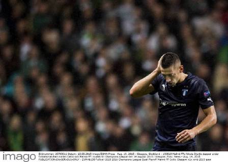 Aug. 19, 2015 - Glasgow, Skottland - 150819 Malmö FFs Nikola Djurjic deppar under fotbollsmatchen mellan Celtic och Malmö FF i kvalet till Champions League den 19 augusti 2015 i Glasgow..Foto: News - Aug. 19, 2015 - ZUMAb138