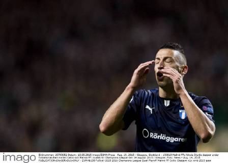 Aug. 19, 2015 - Glasgow, Skottland - 150819 Malmö FFs Nikola Djurjic deppar under fotbollsmatchen mellan Celtic och Malmö FF i kvalet till Champions League den 19 augusti 2015 i Glasgow..Foto: News - Aug. 19, 2015 - ZUMAb138