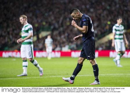 Aug. 19, 2015 - Glasgow, Skottland - 150819 Malmö FFs Nikola Djurjic deppar under fotbollsmatchen mellan Celtic och Malmö FF i kvalet till Champions League den 19 augusti 2015 i Glasgow..Foto: News - Aug. 19, 2015 - ZUMAb138